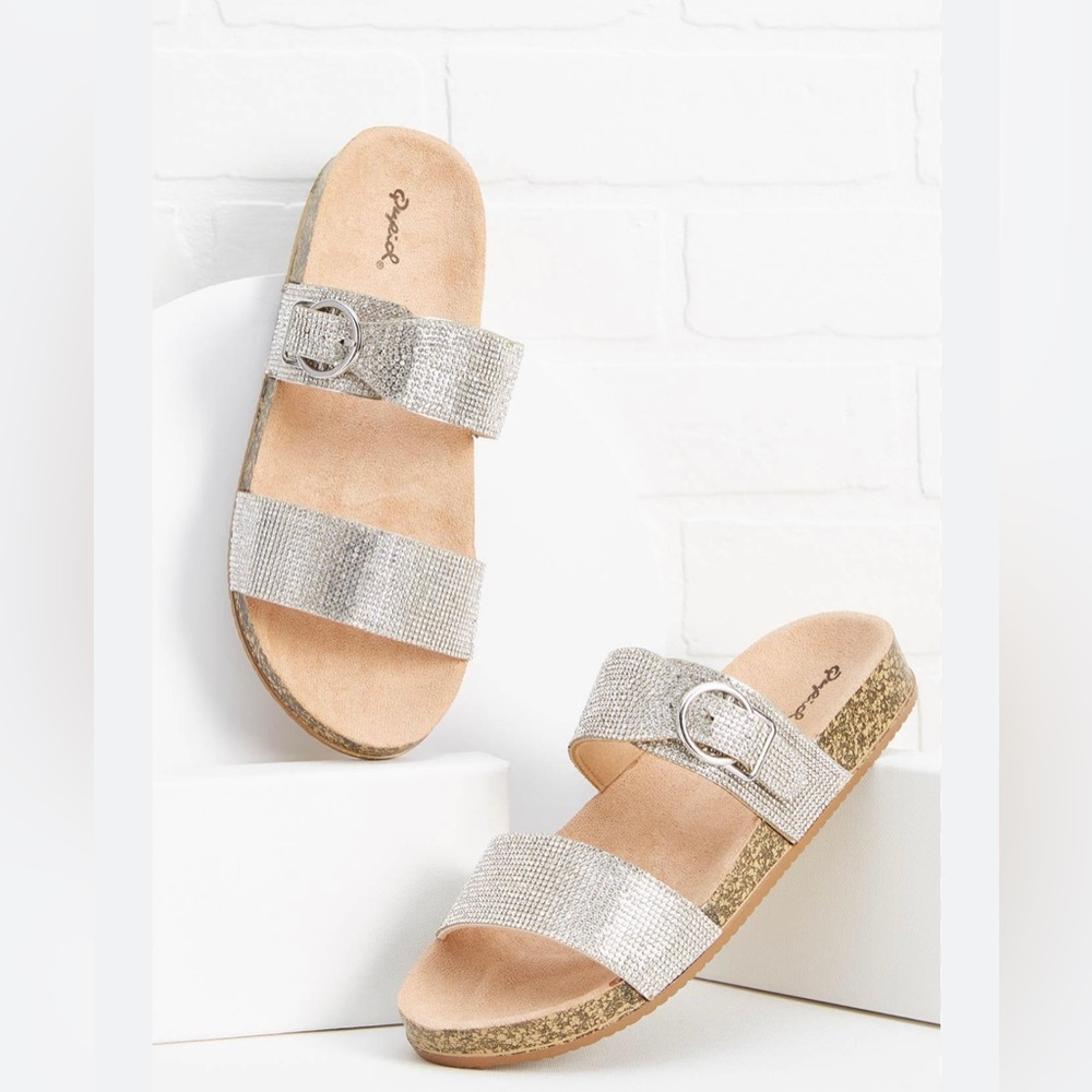 Qupid/Versona All Blinged Out Crystal Clear Sandals